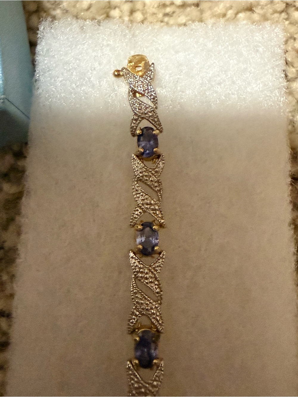 Silver & Gold Tennis Bracelet with Tanzanite and Diamonds XO style FAS
